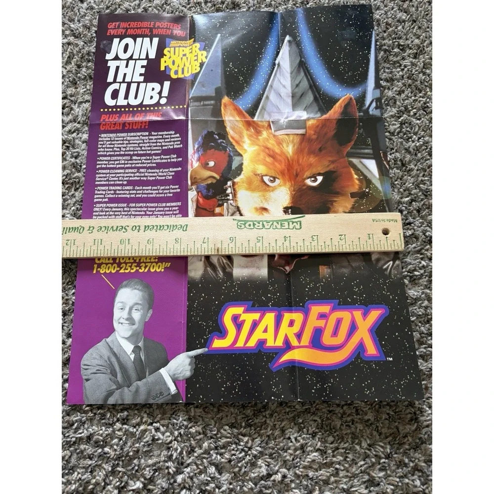 1994 Super Nintendo SNES Starfox Nintendo Power Poster Insert P-GP-SNS-USA-4